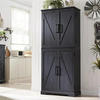 Meuble de rangement rustique pour garde-manger de cuisine avec portes de grange et tiroir – 183 cm H