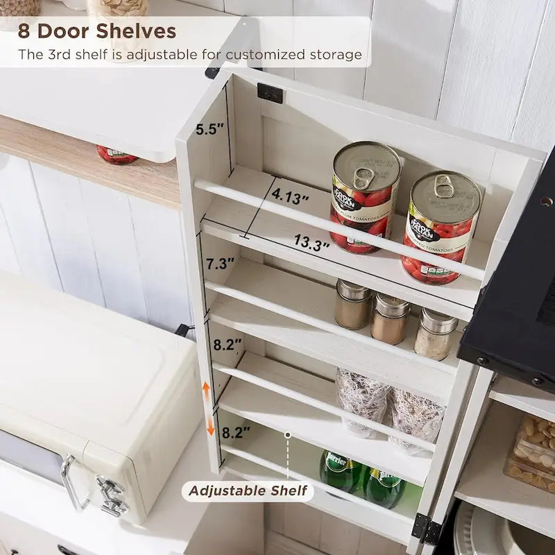 Meuble de rangement rustique pour garde-manger de cuisine avec portes de grange et tiroir – 183 cm H