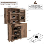 Meuble de rangement rustique pour garde-manger de cuisine avec portes de grange et tiroir – 183 cm H