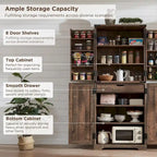 Meuble de rangement rustique pour garde-manger de cuisine avec portes de grange et tiroir – 183 cm H