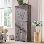 Meuble de rangement rustique pour garde-manger de cuisine avec portes de grange et tiroir – 183 cm H