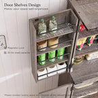 Meuble de rangement rustique pour garde-manger de cuisine avec portes de grange et tiroir – 183 cm H