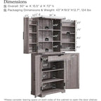 Meuble de rangement rustique pour garde-manger de cuisine avec portes de grange et tiroir – 183 cm H