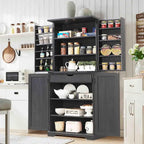 Meuble de rangement rustique pour garde-manger de cuisine avec portes de grange et tiroir – 183 cm H