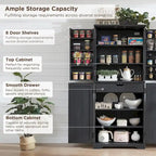 Meuble de rangement rustique pour garde-manger de cuisine avec portes de grange et tiroir – 183 cm H