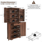 Meuble de rangement rustique pour garde-manger de cuisine avec portes de grange et tiroir – 183 cm H