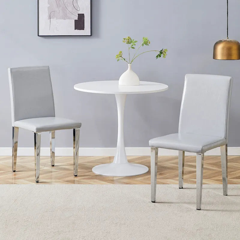 Chaise de salle à manger sans accoudoirs avec pieds en métal et patins antidérapants – Noir+Doré / Gris clair+Argent / Blanc+Argent – À l'unité
