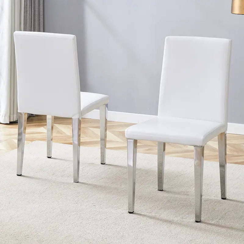 Chaise de salle à manger sans accoudoirs avec pieds en métal et patins antidérapants – Noir+Doré / Gris clair+Argent / Blanc+Argent – À l'unité