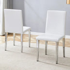 Chaise de salle à manger sans accoudoirs avec pieds en métal et patins antidérapants – Noir+Doré / Gris clair+Argent / Blanc+Argent – À l'unité
