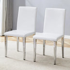 Chaise de salle à manger sans accoudoirs avec pieds en métal et patins antidérapants – Noir+Doré / Gris clair+Argent / Blanc+Argent – À l'unité