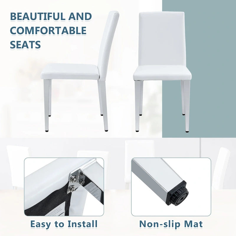 Chaise de salle à manger sans accoudoirs avec pieds en métal et patins antidérapants – Noir+Doré / Gris clair+Argent / Blanc+Argent – À l'unité