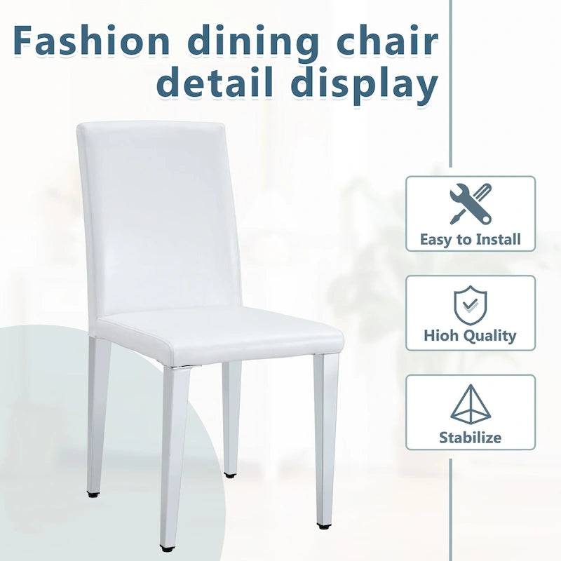 Chaise de salle à manger sans accoudoirs avec pieds en métal et patins antidérapants – Noir+Doré / Gris clair+Argent / Blanc+Argent – À l'unité