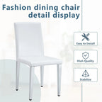 Chaise de salle à manger sans accoudoirs avec pieds en métal et patins antidérapants – Noir+Doré / Gris clair+Argent / Blanc+Argent – À l'unité