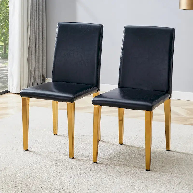 Chaise de salle à manger sans accoudoirs avec pieds en métal et patins antidérapants – Noir+Doré / Gris clair+Argent / Blanc+Argent – À l'unité