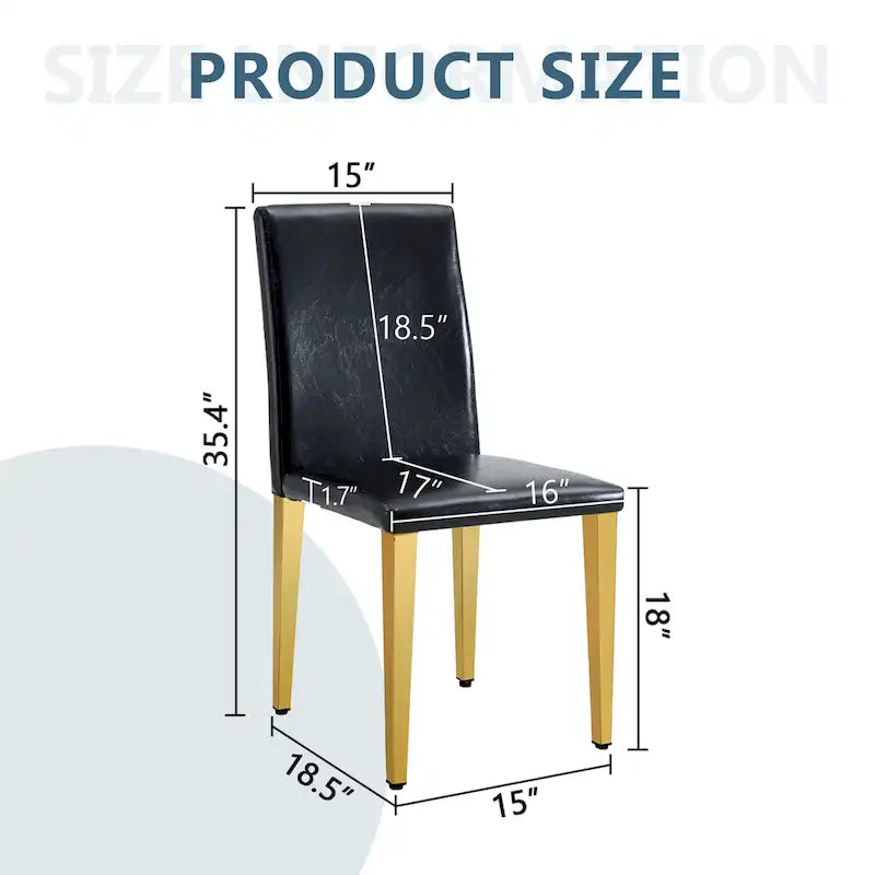 Chaise de salle à manger sans accoudoirs avec pieds en métal et patins antidérapants – Noir+Doré / Gris clair+Argent / Blanc+Argent – À l'unité