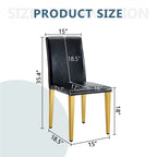 Chaise de salle à manger sans accoudoirs avec pieds en métal et patins antidérapants – Noir+Doré / Gris clair+Argent / Blanc+Argent – À l'unité