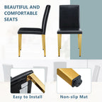 Chaise de salle à manger sans accoudoirs avec pieds en métal et patins antidérapants – Noir+Doré / Gris clair+Argent / Blanc+Argent – À l'unité