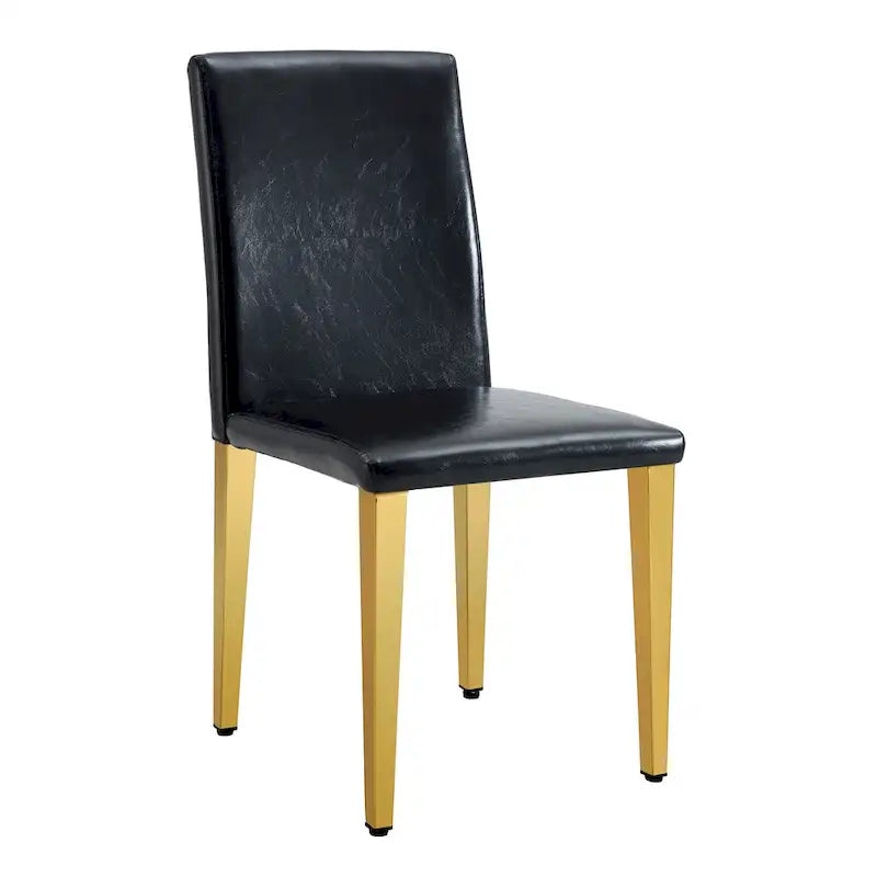 Chaise de salle à manger sans accoudoirs avec pieds en métal et patins antidérapants – Noir+Doré / Gris clair+Argent / Blanc+Argent – À l'unité
