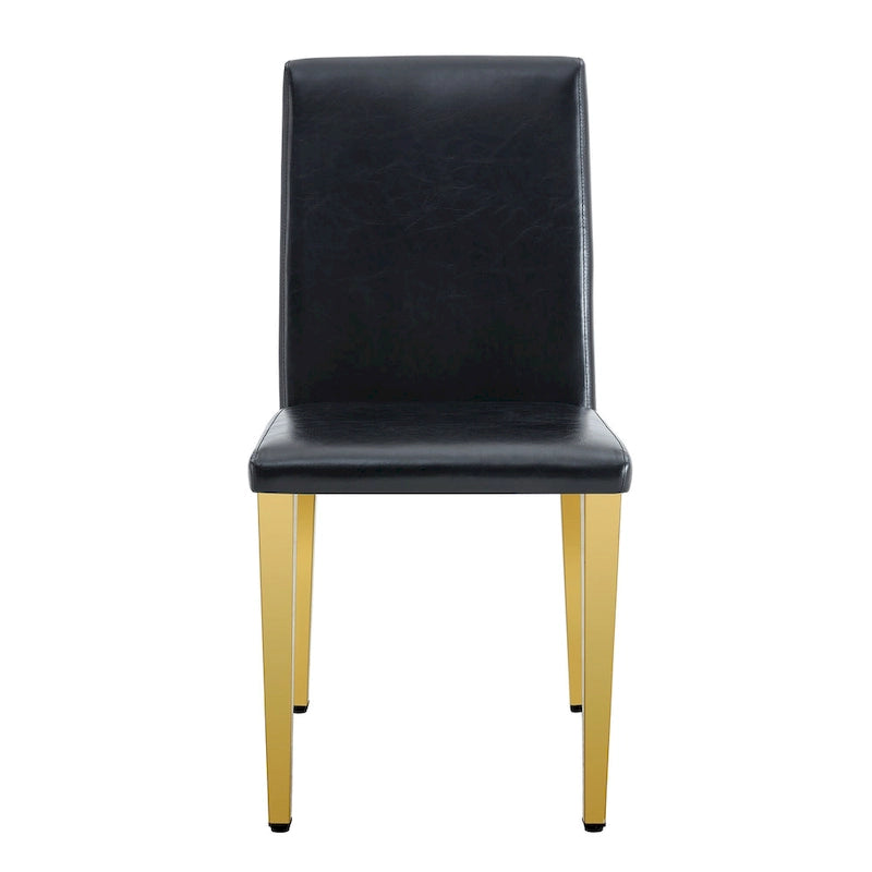 Chaise de salle à manger sans accoudoirs avec pieds en métal et patins antidérapants – Noir+Doré / Gris clair+Argent / Blanc+Argent – À l'unité