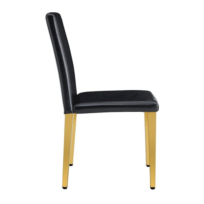 Chaise de salle à manger sans accoudoirs avec pieds en métal et patins antidérapants – Noir+Doré / Gris clair+Argent / Blanc+Argent – À l'unité