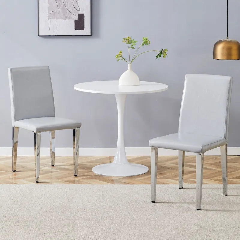 Chaise de salle à manger sans accoudoirs avec pieds en métal et patins antidérapants – Noir+Doré / Gris clair+Argent / Blanc+Argent – À l'unité