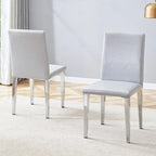 Chaise de salle à manger sans accoudoirs avec pieds en métal et patins antidérapants – Noir+Doré / Gris clair+Argent / Blanc+Argent – À l'unité