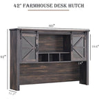 Rehausseur de bureau style campagnard avec portes coulissantes en verre et étagères ouvertes – 107 cm H