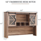 Rehausseur de bureau style campagnard avec portes coulissantes en verre et étagères ouvertes – 107 cm H