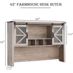 Rehausseur de bureau style campagnard avec portes coulissantes en verre et étagères ouvertes – 107 cm H