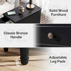 Table d'appoint étroite en bois massif marron foncé / marron clair / noir avec 3 tiroirs – 1 pièce ou 2 pièces