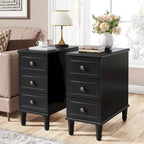 Table d'appoint étroite en bois massif marron foncé / marron clair / noir avec 3 tiroirs – 1 pièce ou 2 pièces