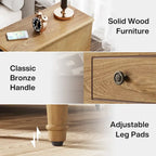 Table d'appoint étroite en bois massif marron foncé / marron clair / noir avec 3 tiroirs – 1 pièce ou 2 pièces