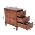 Table d'appoint étroite en bois massif marron foncé / marron clair / noir avec 3 tiroirs – 1 pièce ou 2 pièces