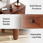 Table d'appoint étroite en bois massif marron foncé / marron clair / noir avec 3 tiroirs – 1 pièce ou 2 pièces
