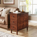 Table d'appoint étroite en bois massif marron foncé / marron clair / noir avec 3 tiroirs – 1 pièce ou 2 pièces