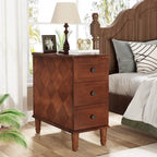 Table d'appoint étroite en bois massif marron foncé / marron clair / noir avec 3 tiroirs – 1 pièce ou 2 pièces