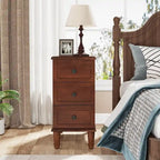 Table d'appoint étroite en bois massif marron foncé / marron clair / noir avec 3 tiroirs – 1 pièce ou 2 pièces