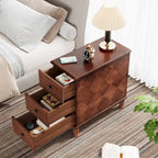 Table d'appoint étroite en bois massif marron foncé / marron clair / noir avec 3 tiroirs – 1 pièce ou 2 pièces