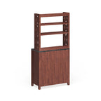 Vaisselier de ferme vintage en MDF Noyer avec plateau en faux marbre, armoire en croisillons et étagères ouvertes – Simple