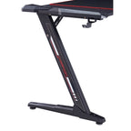Bureau de jeu en fibre de carbone noire avec lumières LED, ports USB et support de contrôleur – 67,5 po de largeur