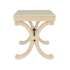 Bureau à 3 tiroirs en placage de bouleau gris et MDF avec pieds en X et poignées en bronze antique – Simple