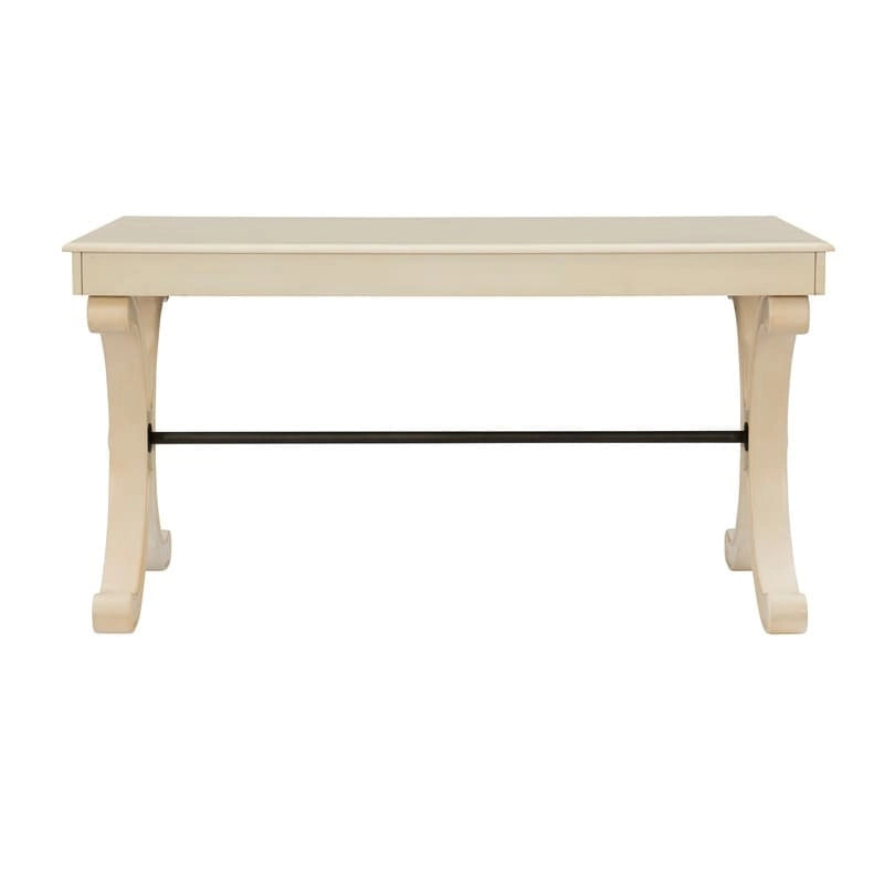 Bureau à 3 tiroirs en placage de bouleau gris et MDF avec pieds en X et poignées en bronze antique – Simple