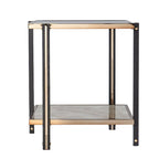 Table d'appoint Champagne et Verre Fumé avec Plateau Inférieur en Faux Marbre – Simple