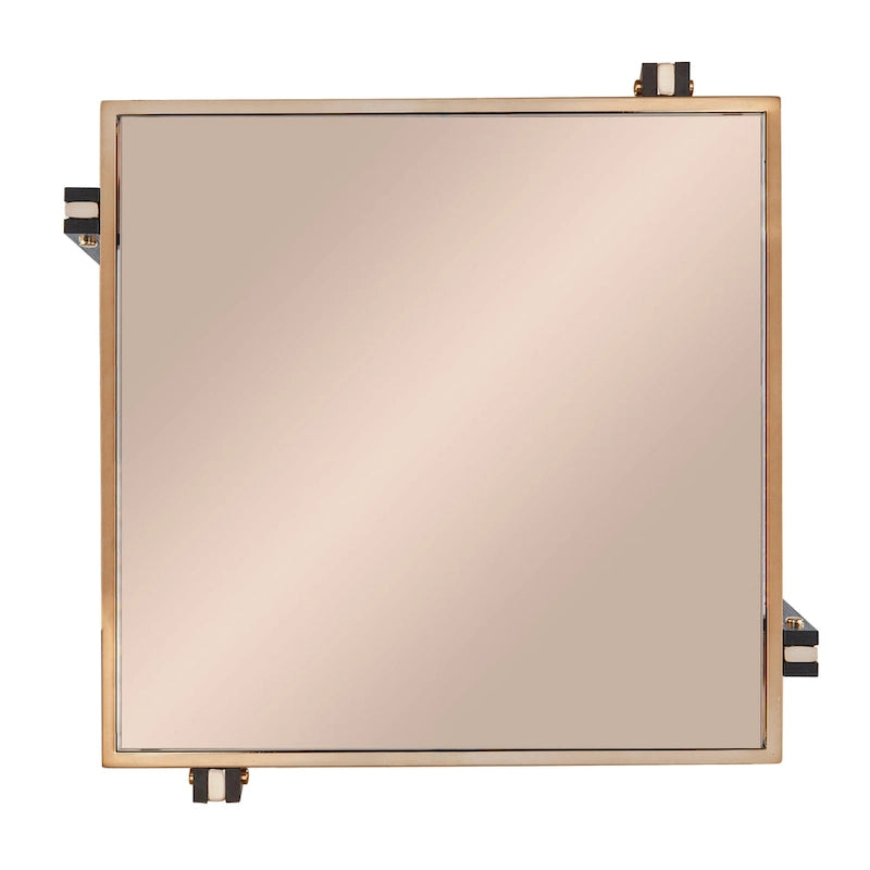 Table d'appoint Champagne et Verre Fumé avec Plateau Inférieur en Faux Marbre – Simple