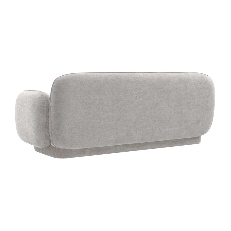 Canapé 3 places en velours texturé gris pierre / marron chocolat / bleu marine avec cadre en pin – 215,1 cm