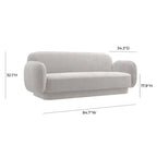 Canapé 3 places en velours texturé gris pierre / marron chocolat / bleu marine avec cadre en pin – 215,1 cm