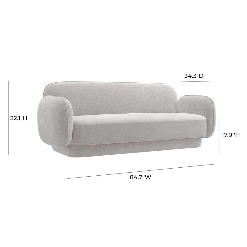 Canapé 3 places en velours texturé gris pierre / marron chocolat / bleu marine avec cadre en pin – 215,1 cm