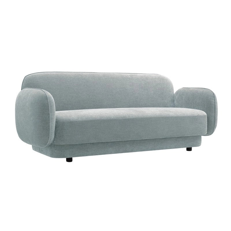 Canapé 3 places en velours texturé gris pierre / marron chocolat / bleu marine avec cadre en pin – 215,1 cm