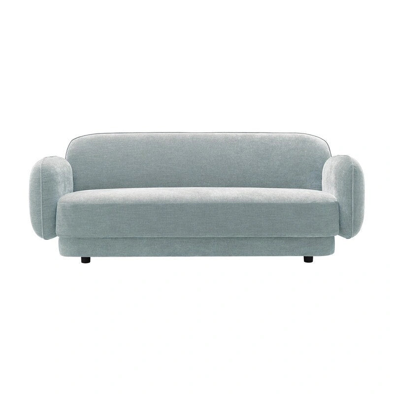 Canapé 3 places en velours texturé gris pierre / marron chocolat / bleu marine avec cadre en pin – 215,1 cm