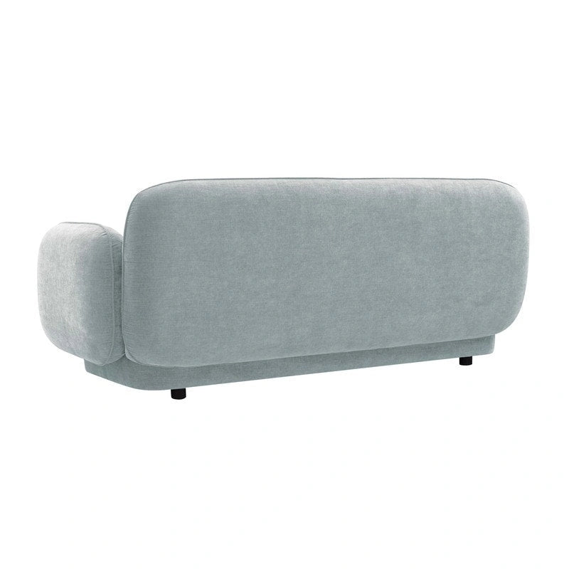 Canapé 3 places en velours texturé gris pierre / marron chocolat / bleu marine avec cadre en pin – 215,1 cm
